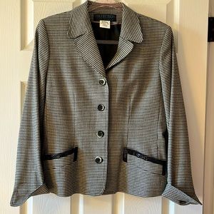 Hervé Benard brown/black houndstooth wool blazer size 10